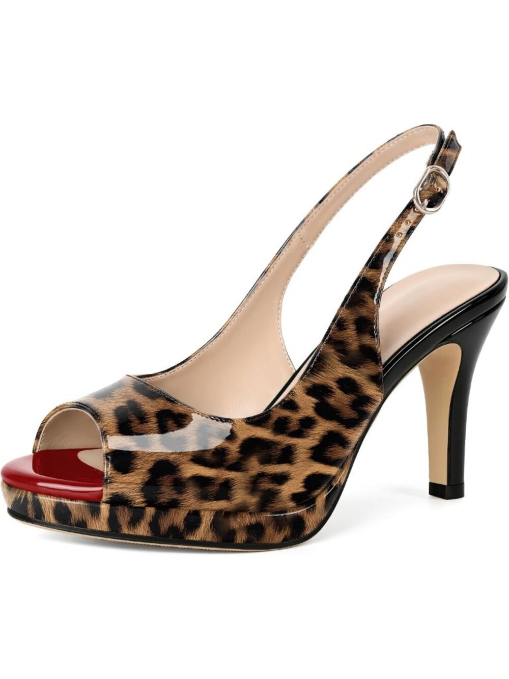 Chic Women's Peep Toe Platform Slingback Heels - 3.5" High Dress Shoes